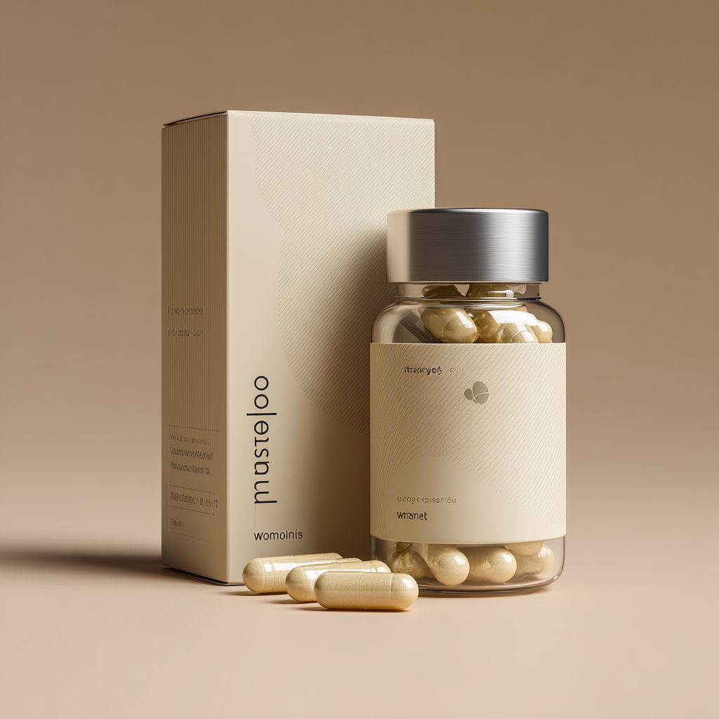 Természetes összetevőkkel készült IntestoRel kapszulák üvegpalackban, friss gyógynövények és levelek között